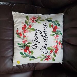 Merry Christmas Wreath Pillow Cover Holiday Decor
